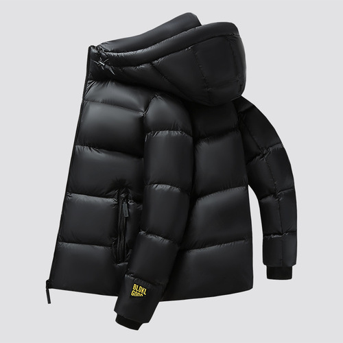 Men's Black Gold Down Jacket High-End Short Winter Thick Warm Anti-Cold Hooded Jacket for Men and Women Same Version White Duck Down Coat