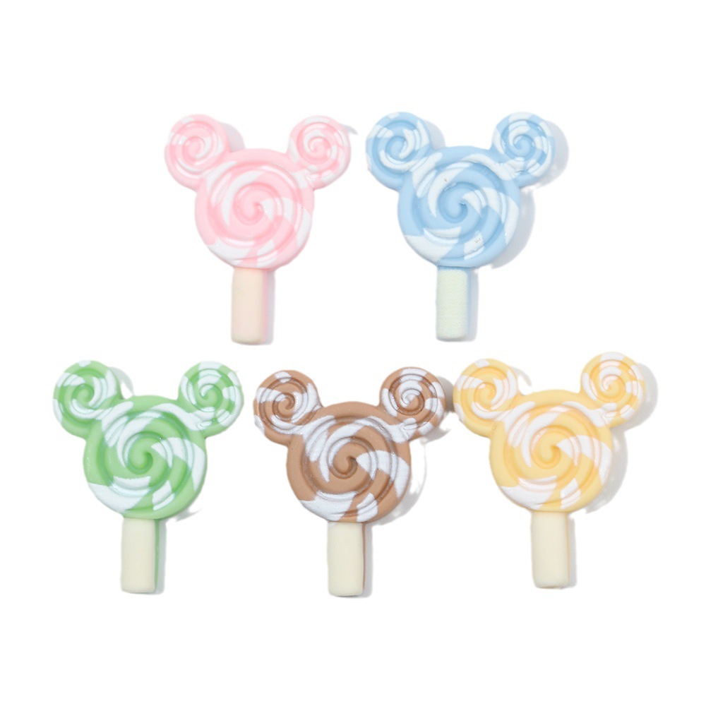 Macaron color oso Lollipop resina accesorios DIY crema pegamento teléfono caso accesorios para el cabello parche hecho a mano al por mayor