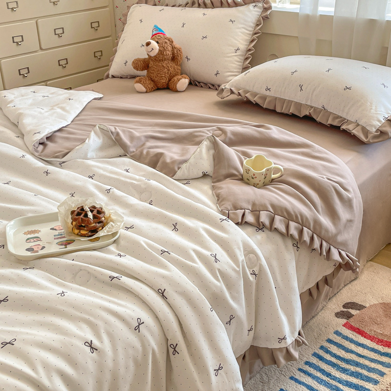 Verano nuevo estilo algodón lavado bordado edredón de verano edredón fresco de verano dormitorio individual y doble colcha delgada lavable a máquina edredón de aire acondicionado image 6
