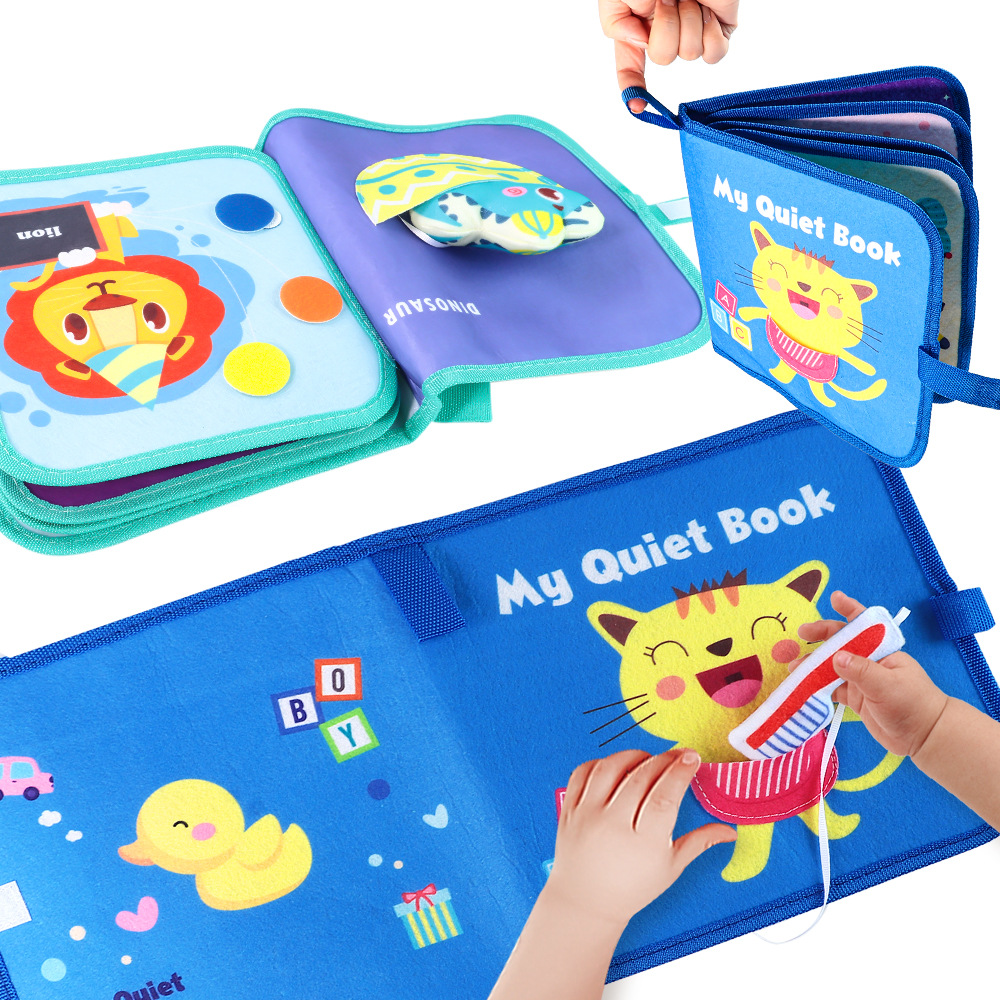 Iluminación transfronteriza, juguetes de libros de tela para bebés y niños pequeños, libros de tela quietos, educación temprana, velcro cognitivo, puede morder y romper libros