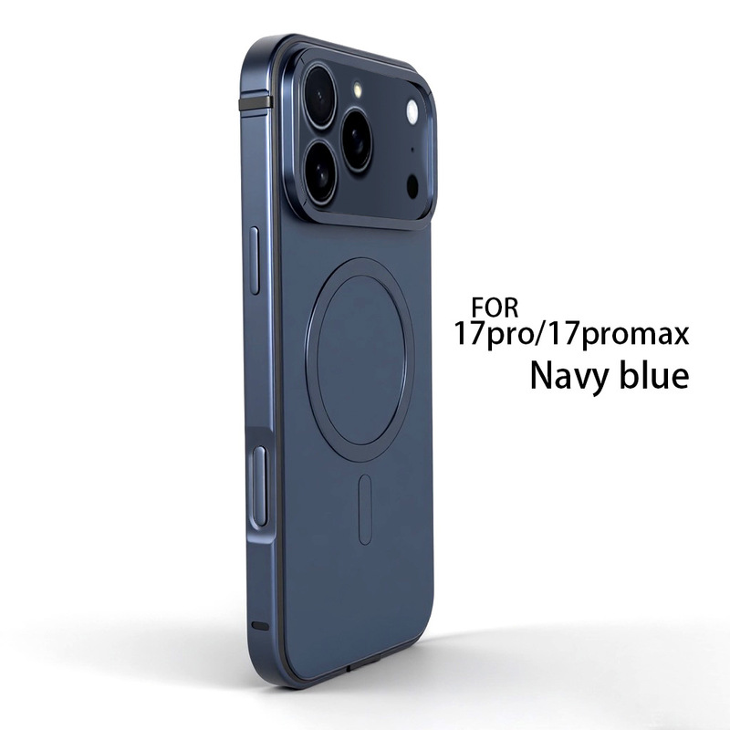 跨境适用IPHONE17PROMAX原机色手机壳金属边框复合背板磁吸防摔护|undefined