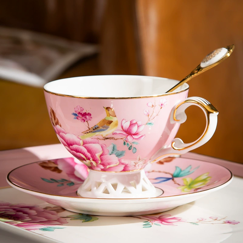 Coffee ceramic flavored tea, tea cup, fuchsia tea set, high-quality style