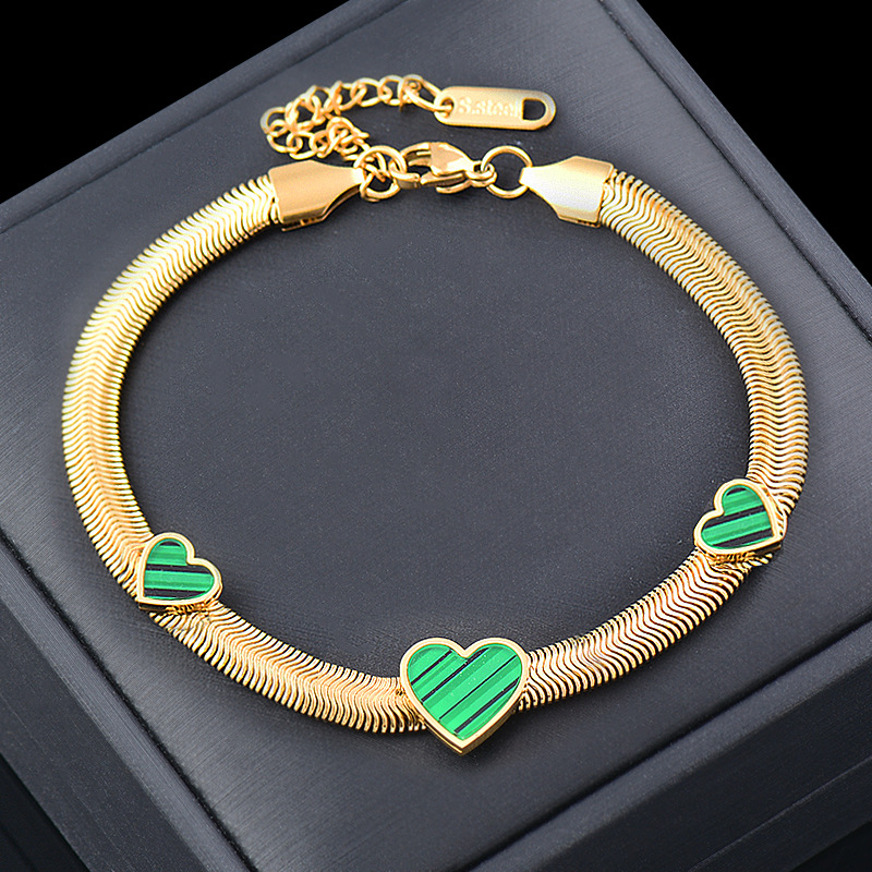 Fashion Heart Shape Stainless Steel Inlay Acrylic Bracelets 1 Piece