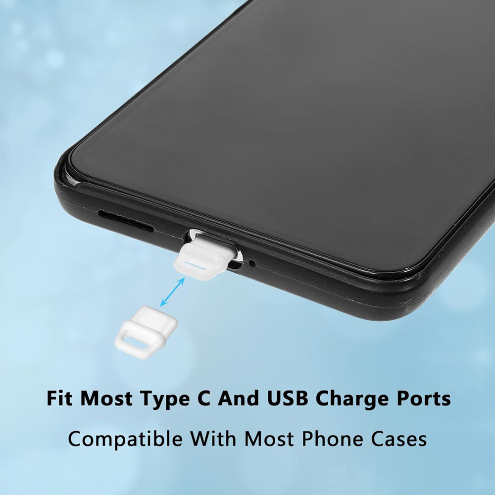 Telefon Toz Koruma Tıpası Seti USB C Toz Koruma Tıpası Kapağı, Askı İpi ve Temizleme Fırçası Seti Şarj Portu Temizleyici