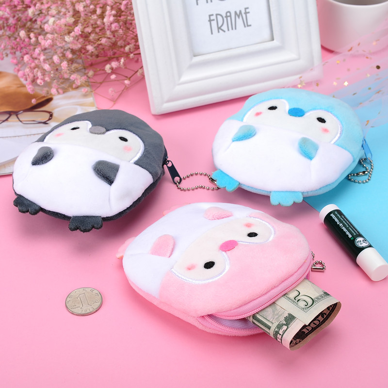 Cross Border Amazon New Sweet Penguin Plush Zero Wallet Coin Bag Data Line Package Mouth Red Envelope Gift Wholesale
