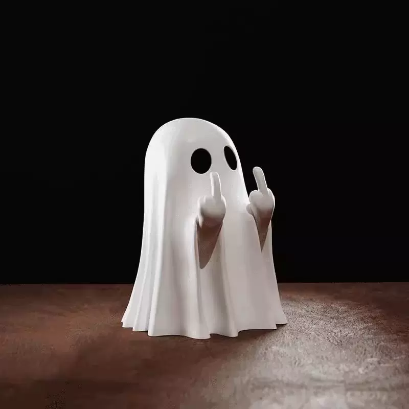 3D立体万圣节幽灵摆件搞怪竖中指可爱造型跨境爆款桌面装饰品道具