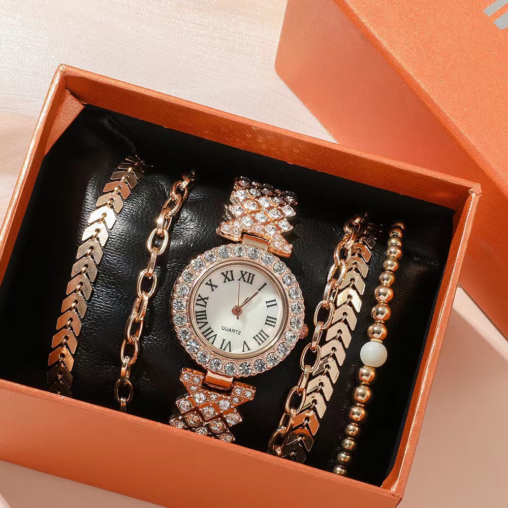 23 Year New Set Diamond Women's Bracelet Watch Luxury Fashion Gift Box Watch Bracelet Six Piece Quartz Watch Set_voghion.com