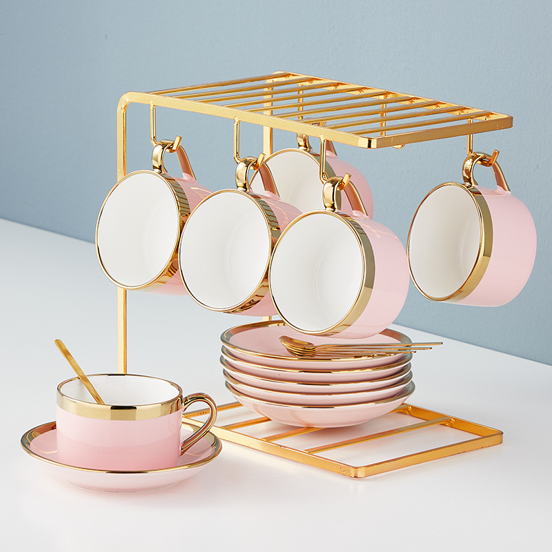 Nordic simple cerámica taza de café y platillo de oro restaurante occidental juego de café traje de apoyo logo taza de agua taza de leche