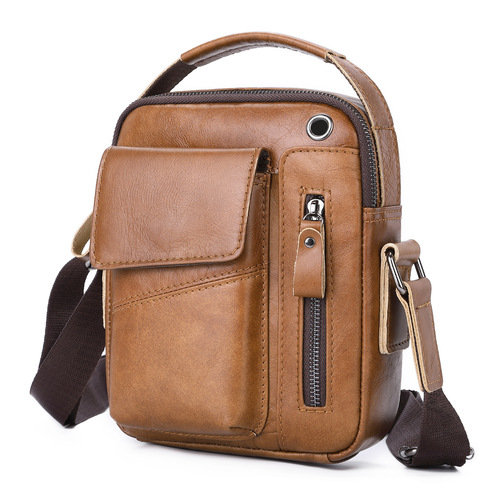 Men's genuine leather bag first layer cowhide wear-resistant casual fashion multifunctional crossbody bag shoulder bag cowhide bag