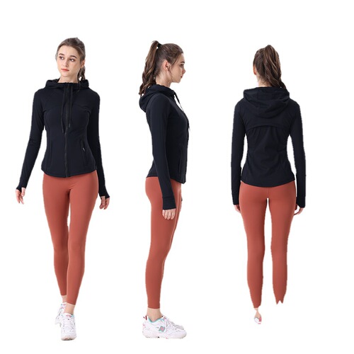 SWIFT SPEED Women's Sport Hooded Jacket, Slim Stretch Print Running Zip Yoga Top Outerwear