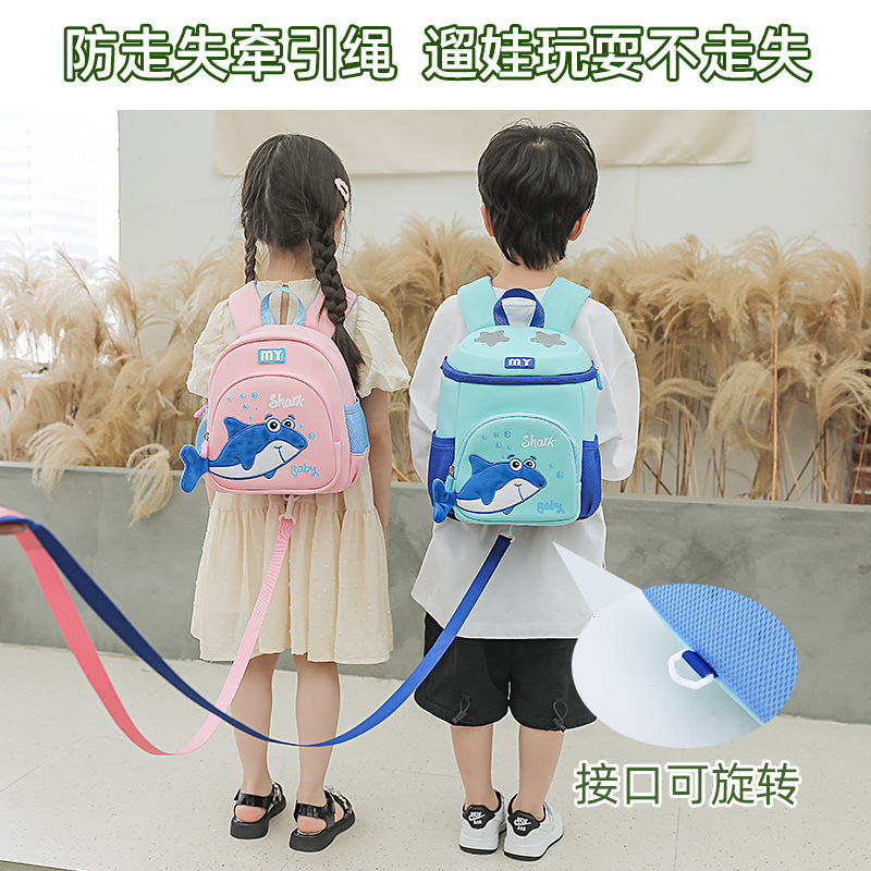 Aolang nuevo tiburón lindo kindergarten mochila protección de la columna vertebral alivio de la carga material de buceo niños mochila fábrica en stock ventas directas