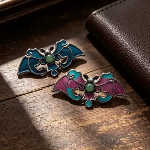 Wholesale Chinese-Style Burnt Blue Bat Brooches with Auspicious Meanings, Enamel Drip Oil Jewelry Accessories, Hanfu Accessories
