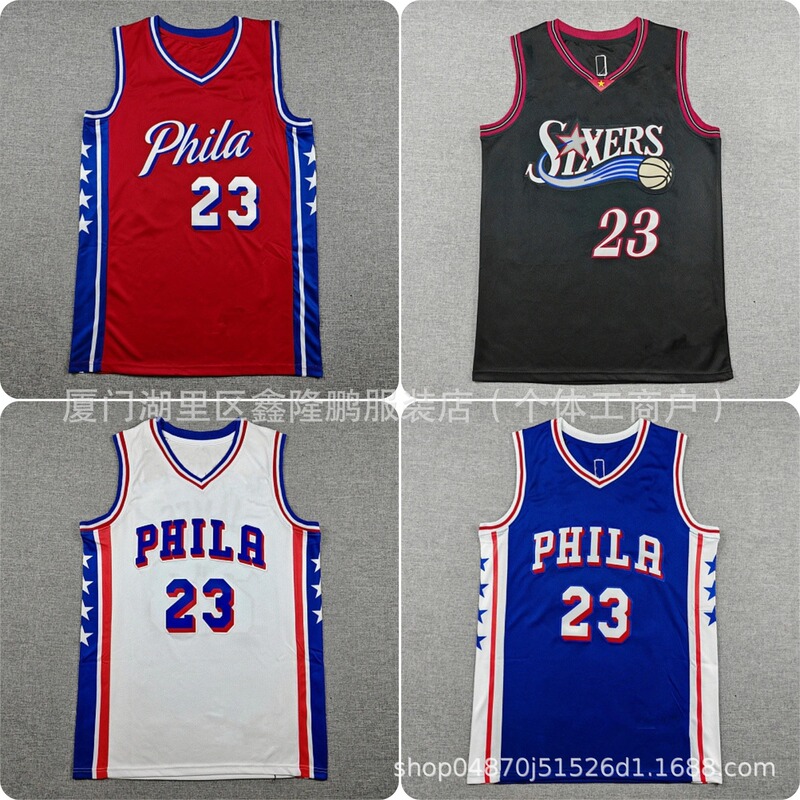 76ers Team No. 23 LeBron James City Edition Embroidered Jersey, Export Supply, James Retro Basketball Jersey 76ers Team No. 23 LeBron James City Edition Embroidered Jersey, Export Supply, James Retro Basketball Jersey
