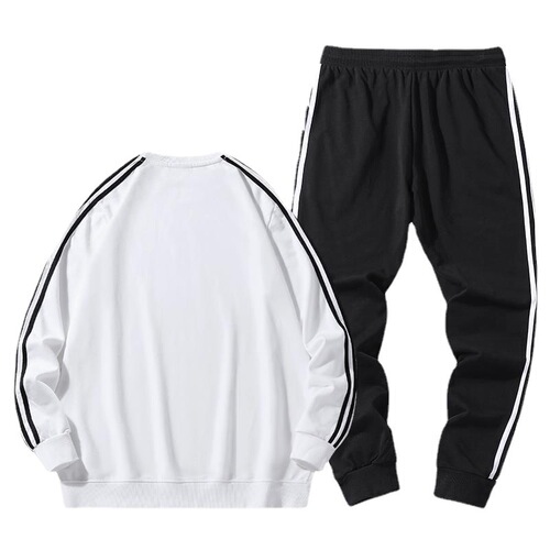 Men's and Women's Cotton Crew Neck Sweatshirt Set for Spring and Autumn, Long Sleeve Outerwear, Two-Piece Casual Running Set Stylish