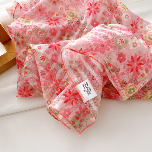 55 cotton and linen small square scarf for women Korean literary and artistic versatile fashionable spring and autumn temperament scarf headband decorative scarf