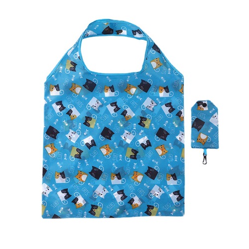 190T polyester pattern phone bag supermarket foldable shopping bag portable foldable eco-friendly advertising gift bag