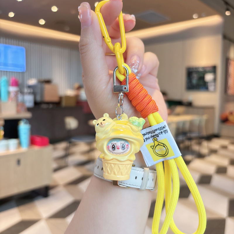 クロスボーダー樹脂コーン出っ歯ラブブかわいいキーホルダーラブブ人形バッグペンダント携帯電話小さなペンダントチェーン|undefined