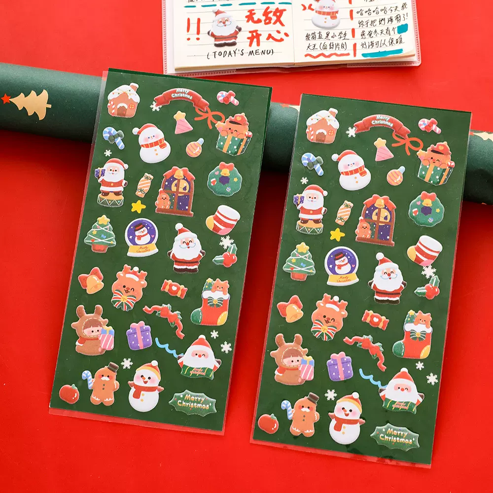 跨境圣诞节贴纸学生diy手账装饰素材小贴画可爱圣诞节文具小礼品