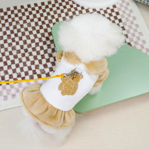 Pet clothing dog clothes cat puppy teddy bibie bear snow bear traction cotton skirt