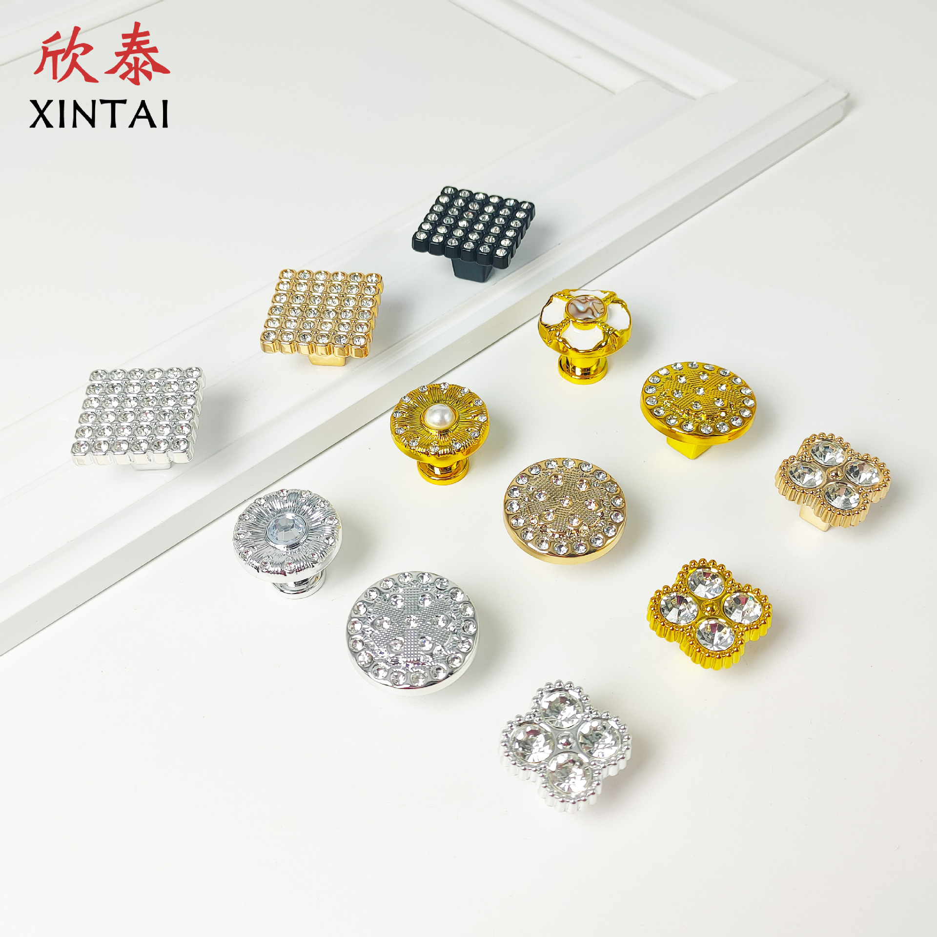 鑲鑽拉手北歐現代簡約衣櫃抽屜鞋櫃把手歐式床頭櫃塑料金色拉手