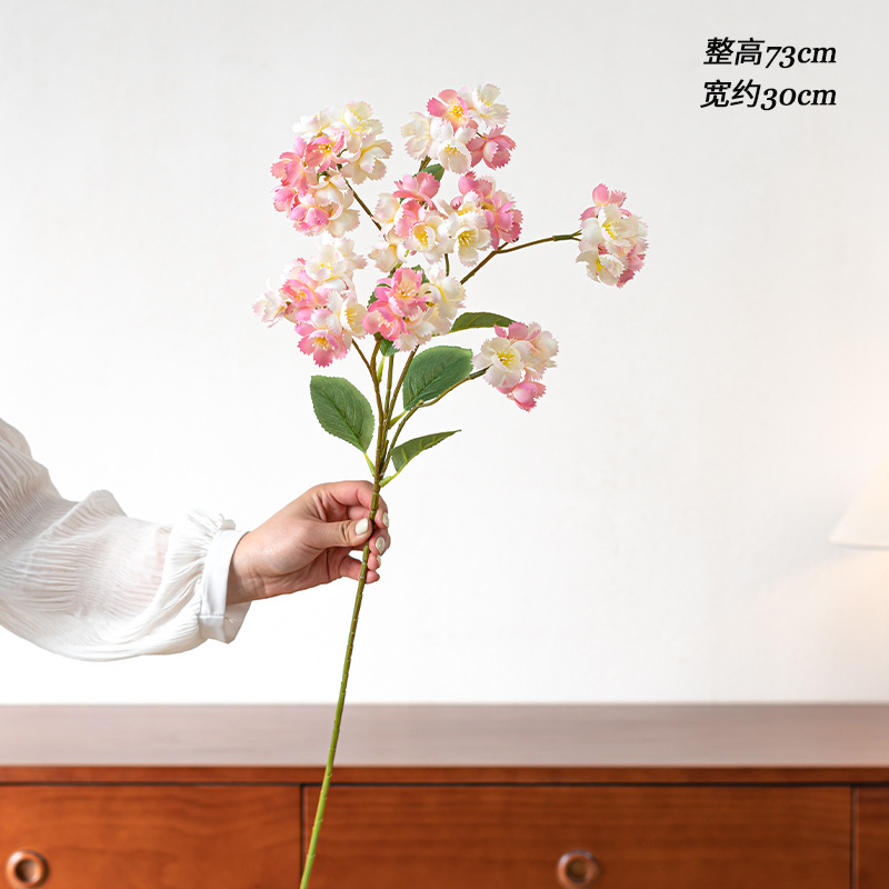 Color caramelo con ramas largas decoración de flores de cerezo flor de simulación de alto nivel realista decoración de flores de seda flor de decoración flor de decoración flor de decoración
