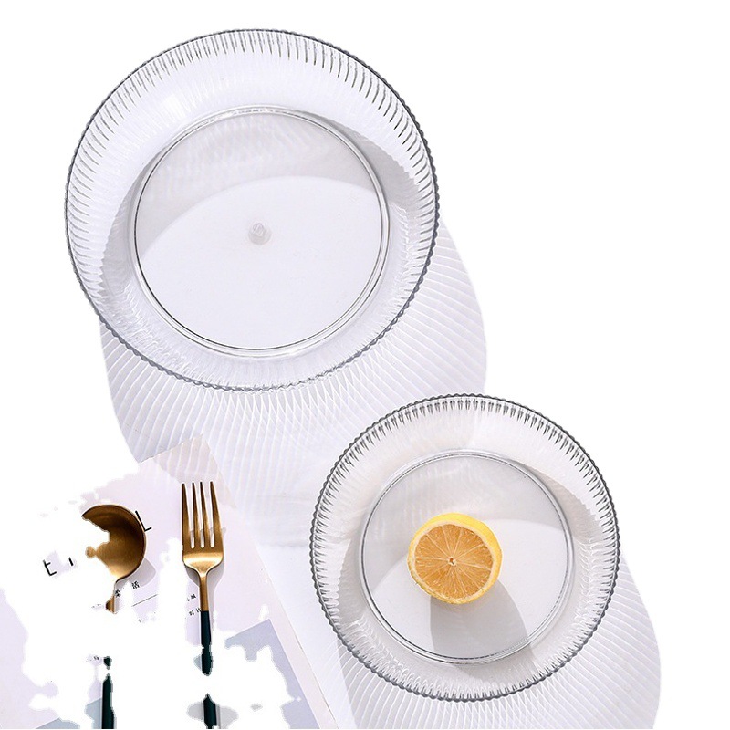 Fruit plate plastic light luxury PET fruit plate household snack plate tea table candy basin transparent drop-resistant crystal plate fruit basket