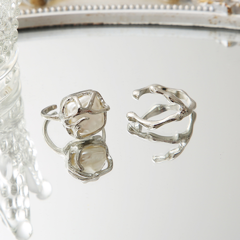 Geometric Pattern Fashion Geometric Alloy Plating Artificial Pearls Rings