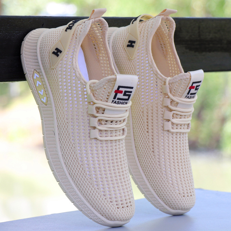 Brand Men's Shoes Summer Breathable Thin Mesh Casual Sports Shoes Men's 2025 New Cut Out Cloth Shoes One-Leg