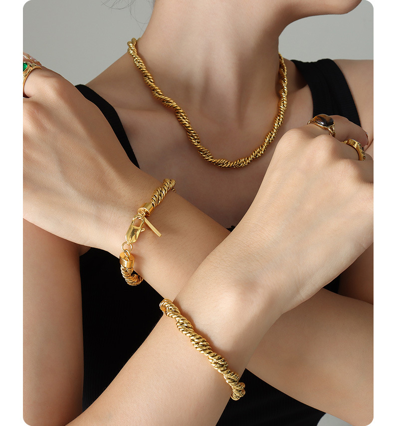 Simple Style Twist Titanium Steel Plating Womenu0027S Bracelets Necklace