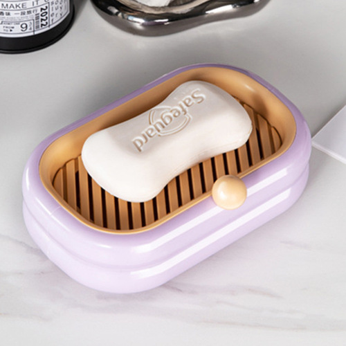 Wholesale ABS light luxury soap box plastic hole-free wall-mounted double-layer draining household bathroom sink soap holder