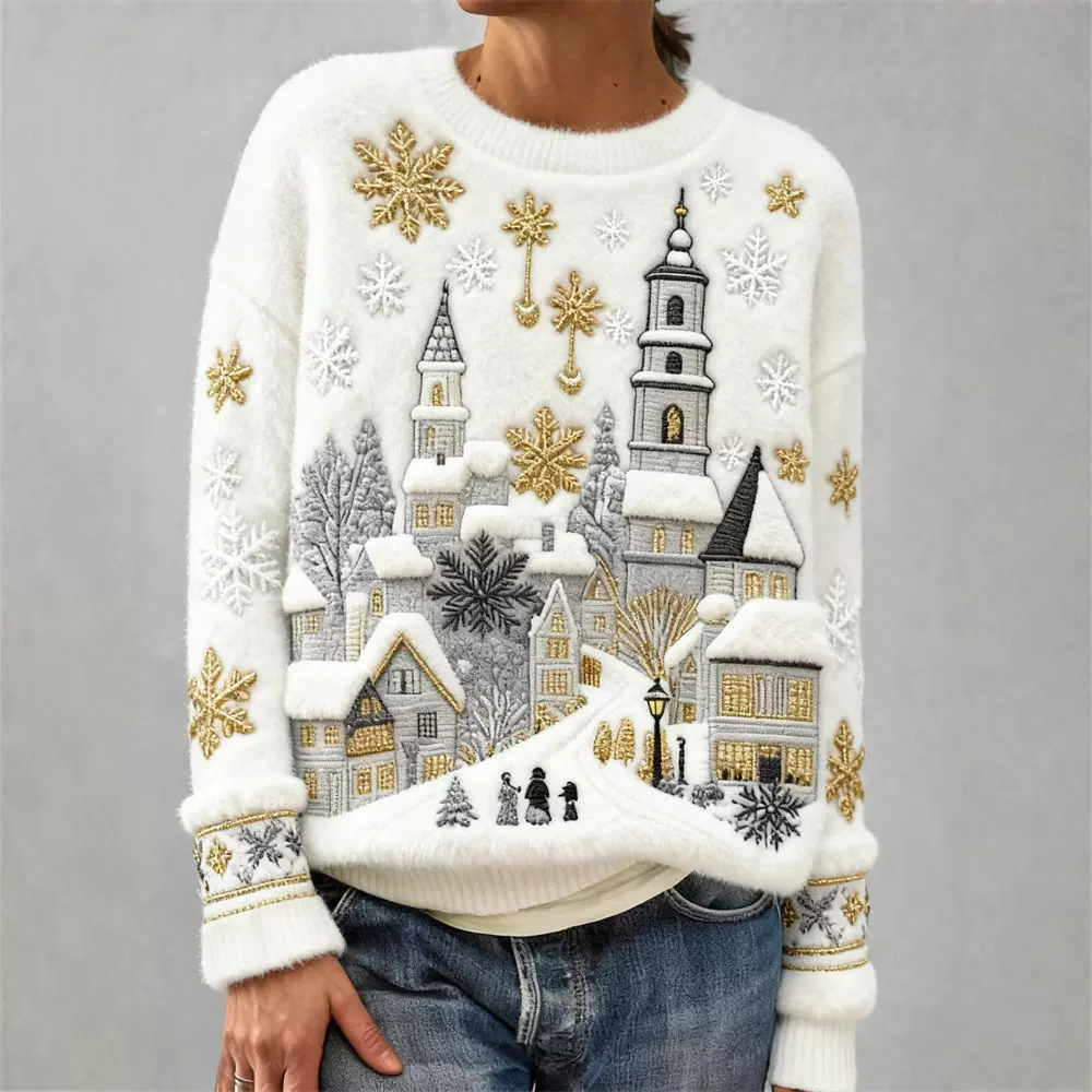 跨境女装亚马逊独立站秋冬圣诞节可爱套头卫衣法兰绒卫衣女长袖