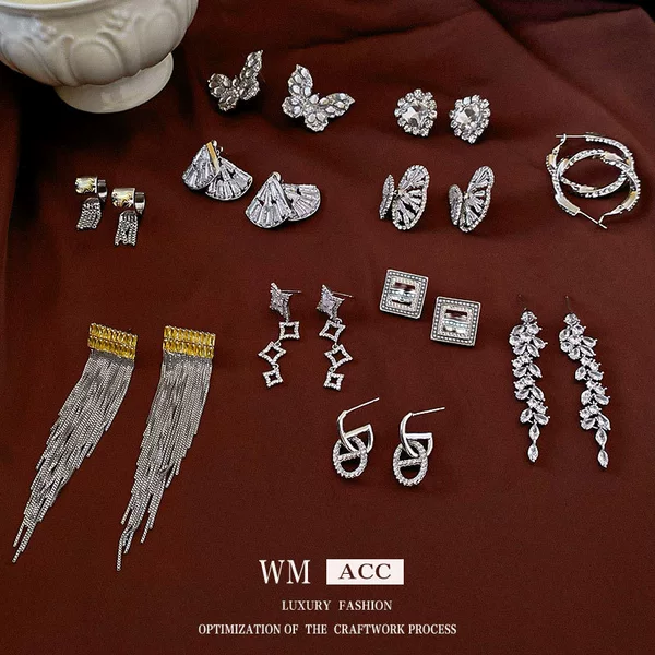 Silver Needle zircon hollow butterfly tassel earrings exquisite high-grade earrings light luxury temperament earrings factory wholesale