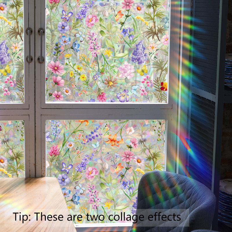 Xc6076 Creative Loop Colorful Flower Butterfly Window Sticker Bedroom Living Room Background Decoration Visual Glass Sticker
