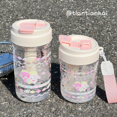 インかわいい高見えウォーターカップストロー女の子プラスチックカップシンプルな学生新しい高温耐性ティーセパレーター付き