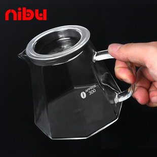 Nibu octagonal coffee sharing pot hand coffee pot drip filter thickened coffee pot heat-resistant glass pot 450ml