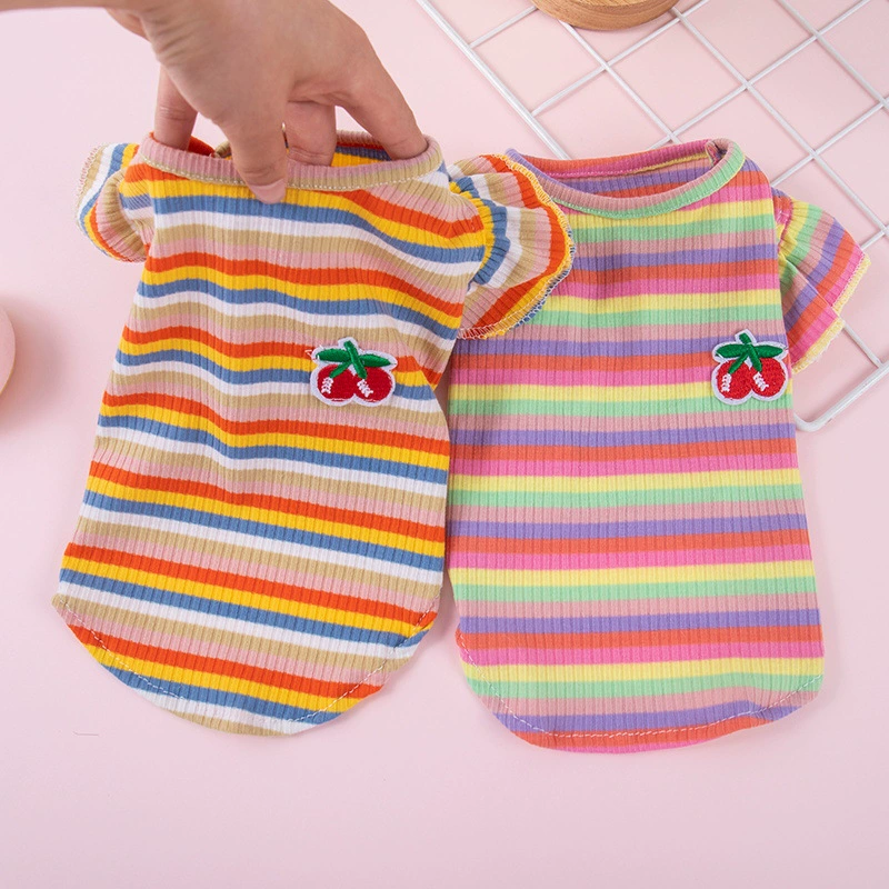 Новая цветная полоска для собак, одежда для собак, весенняя и осенняя кошка