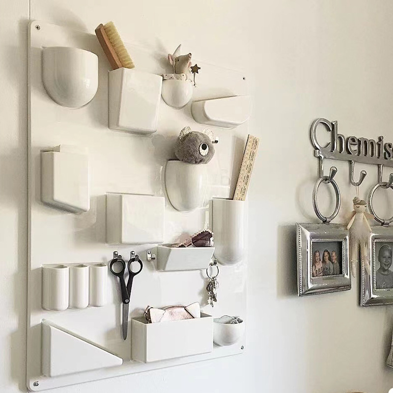 Entrada nórdica creativa decoración de la pared accesorios simples ins agujero de la pared tablero de rack de almacenamiento de escritorio
