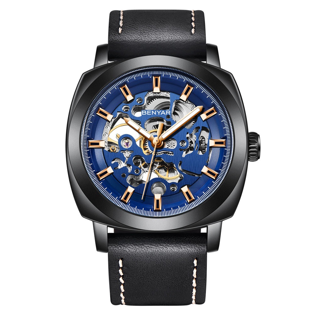 Binya BENYAR 5121 nuevo hueco cuadrado reloj mecánico automático moda clásico reloj impermeable de los hombres