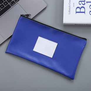European and American bank bag card slot window pu leather bill bag storage bag deposit file bag printed LOGO