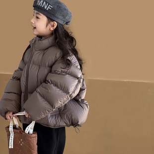 Girls' down Jacket Winter 2025 New Style Medium and Large Children's Bread Outwear Winter White Duck down Turtleneck Thickeneded Outwear