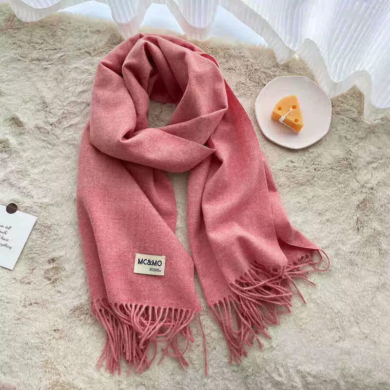 Colored winter scarf, red cashmere, keep warm universal cloak, increased thickness