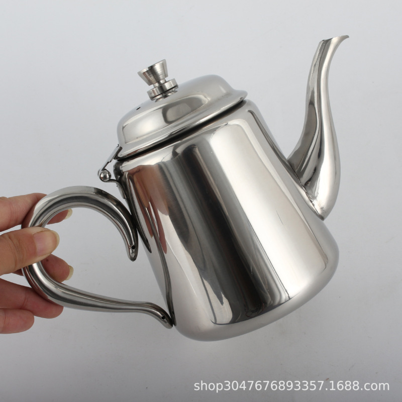 304 stainless steel coffee pot for commercial restaurants, anti-scalding pour-over kettle, hotel and club tea pot, thickened mirror-polished single pot