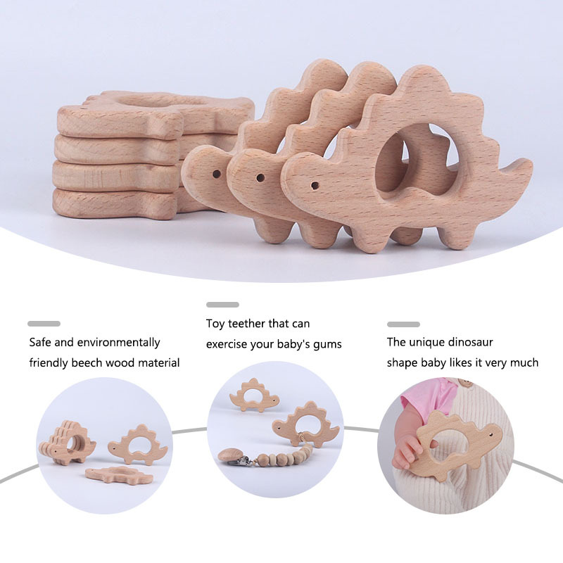 Nuevo bebé suministros haya animal dinosaurio juguete mordedor bebé molar mordedor pulsera DIY accesorios de la joyería