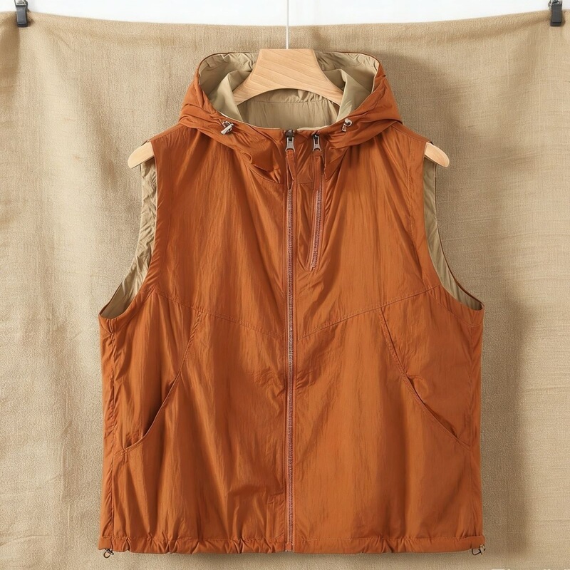 Reversible 2026 New Spring and Autumn Hooded Vest, Lightweight Jacket, Loose Casual Versatile Sun Protection for Early Spring Reversible 2026 New Spring and Autumn Hooded Vest, Lightweight Jacket, Loose Casual Versatile Sun Protection for Early Spring