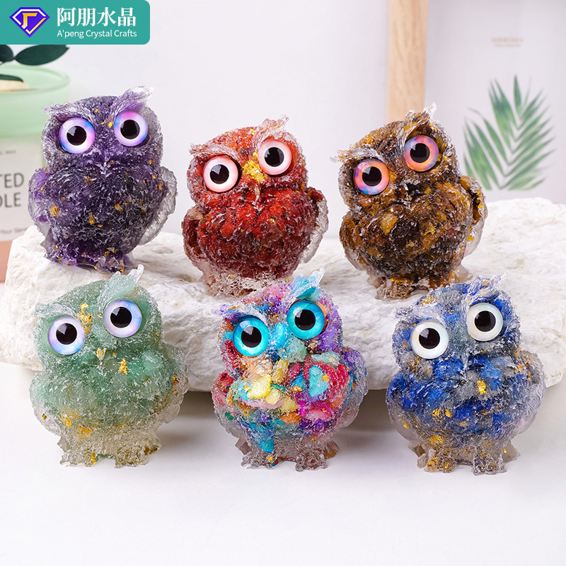 Amazon Natural Crystal Gravel Gum Owl Ornaments Cross-border Resin Crafts Home Decoration Gifts Amazon Natural Crystal Gravel Gum Owl Ornaments Cross-border Resin Crafts Home Decoration Gifts