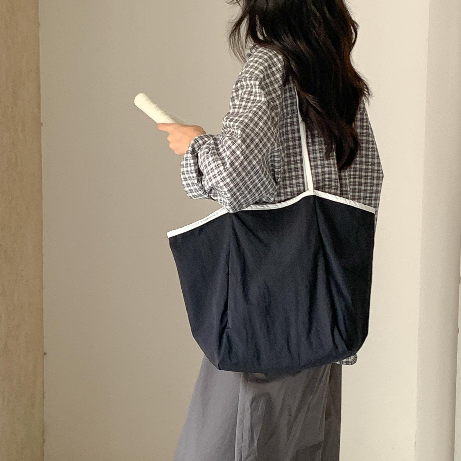 Korean Style Casual Large Capacity Tote Bag For Women, Daily Commute & College Student Nylon Shoulder Bag New Arrival - Thumbnail 2