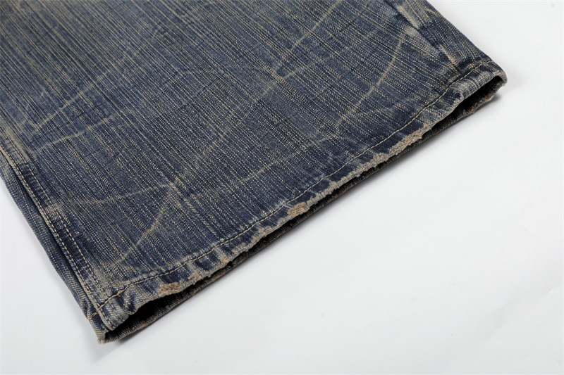 Men's Retro Blue Washed Whiskered Wide Leg Scimitar Jeans Casual Loose Fit American High Street Style Spring New Trousers For Women_mkmklike.com