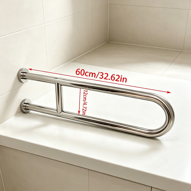 Barra de Apoyo en U para Baño de Acero Inoxidable Antideslizante