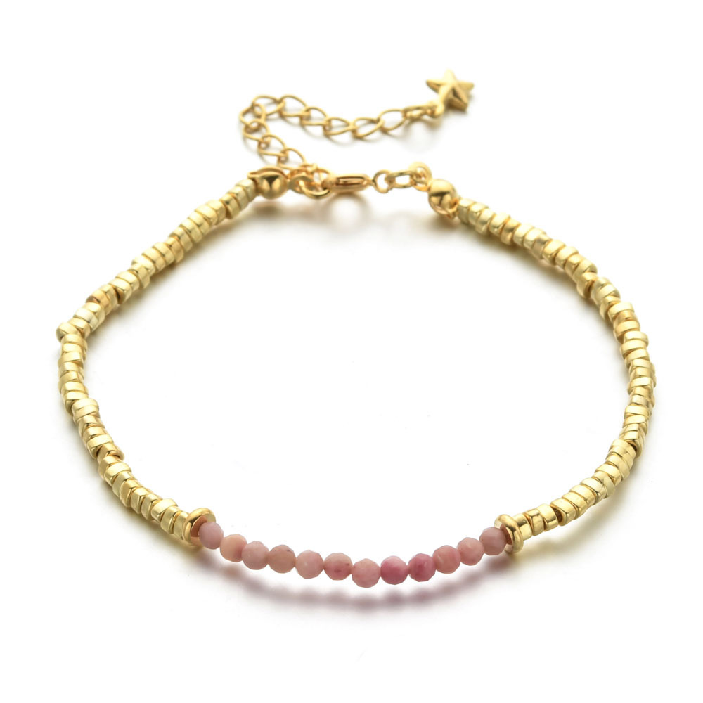 9g Weight Brass Pendant Material Bracelets Classification Brass Chain Material Ethnic Style Color Block Natural Stone Beaded Plating Bracelets
