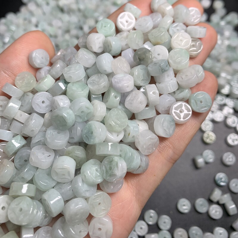 8mm money beads loose DIY jade jewelry A goods Myanmar jade material jade woven small accessories in stock wholesale